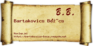 Bartakovics Bács névjegykártya